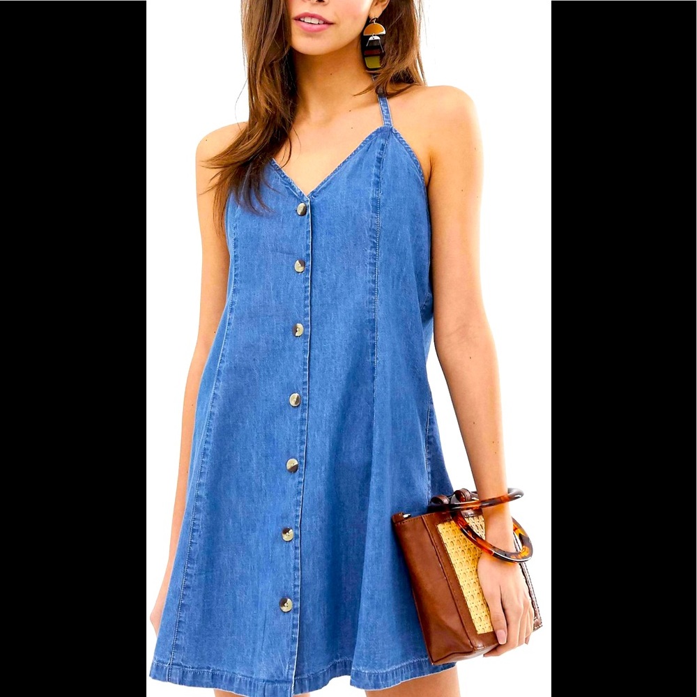 Denim halter dress